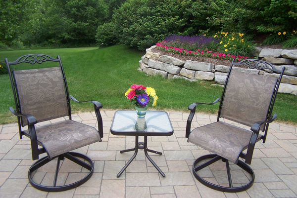 Picture of Cascade Aluminum framed 3 Pc. Chat set with 2 Swivel Rockers and a Side Table - Coffee